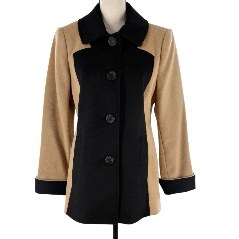 Preston & York Wool Blend Coat Black Camel Colorblock Jacket Women’s Small
